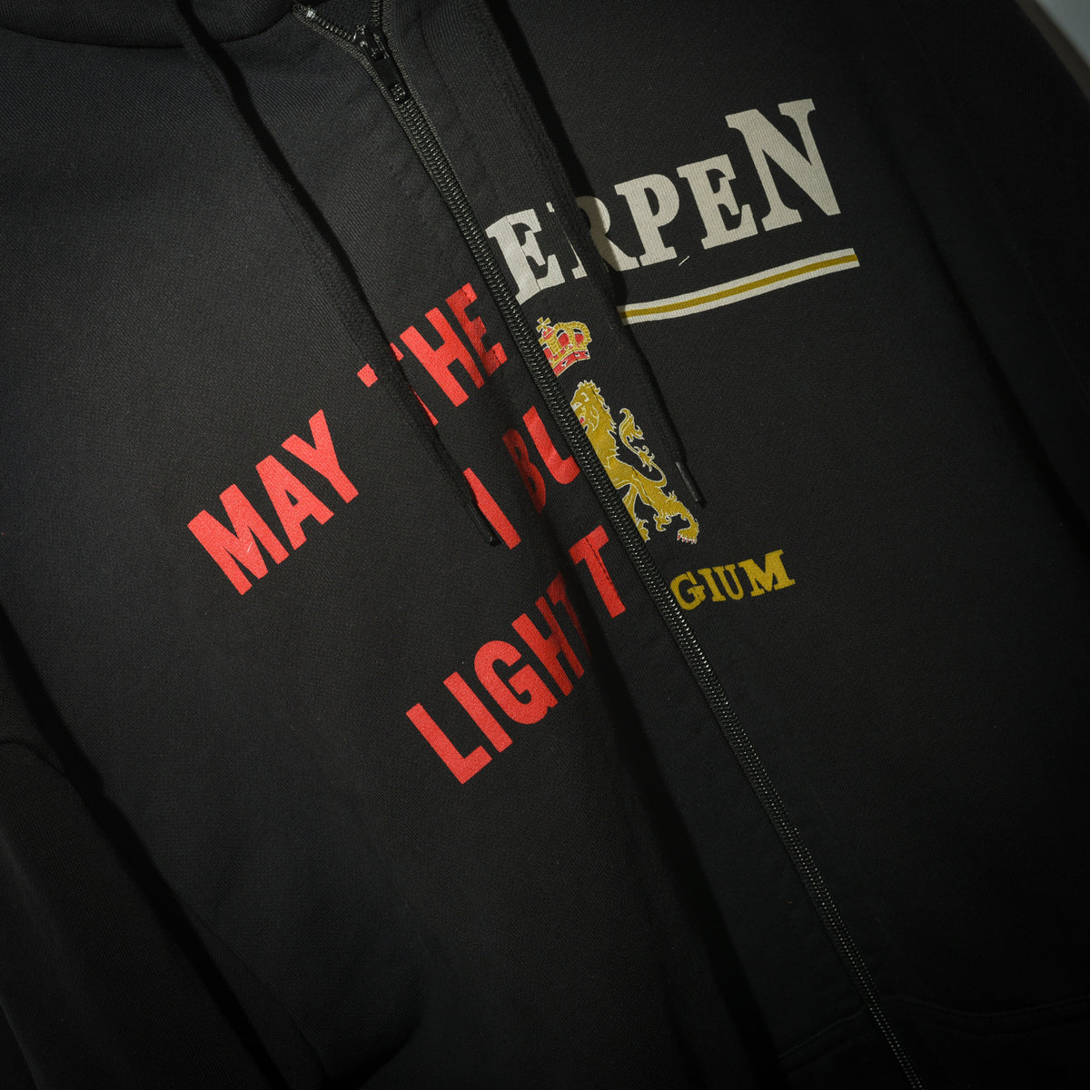 Vetements split zip hoodie Antwerp Belgium graphic close up