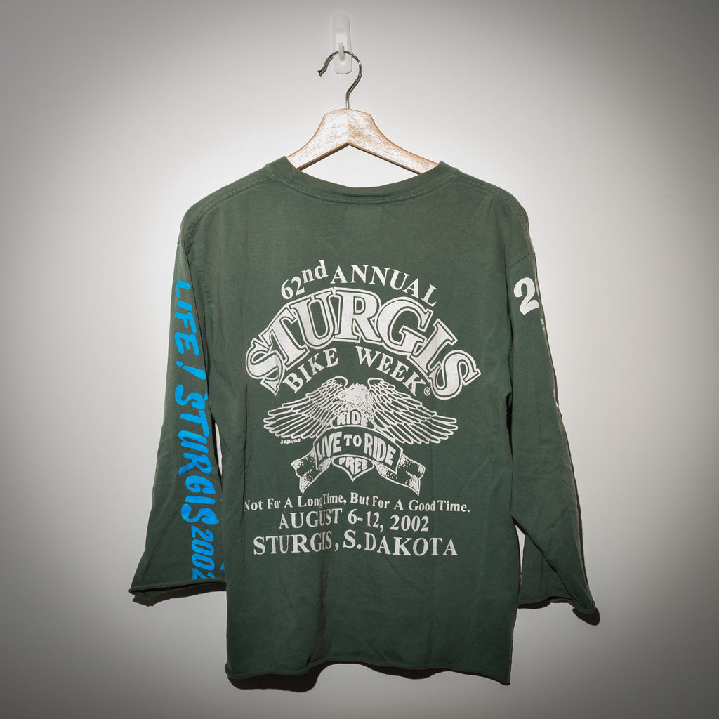 Vintage 2002 Sturgis Bike Week cropped long sleeve back view
