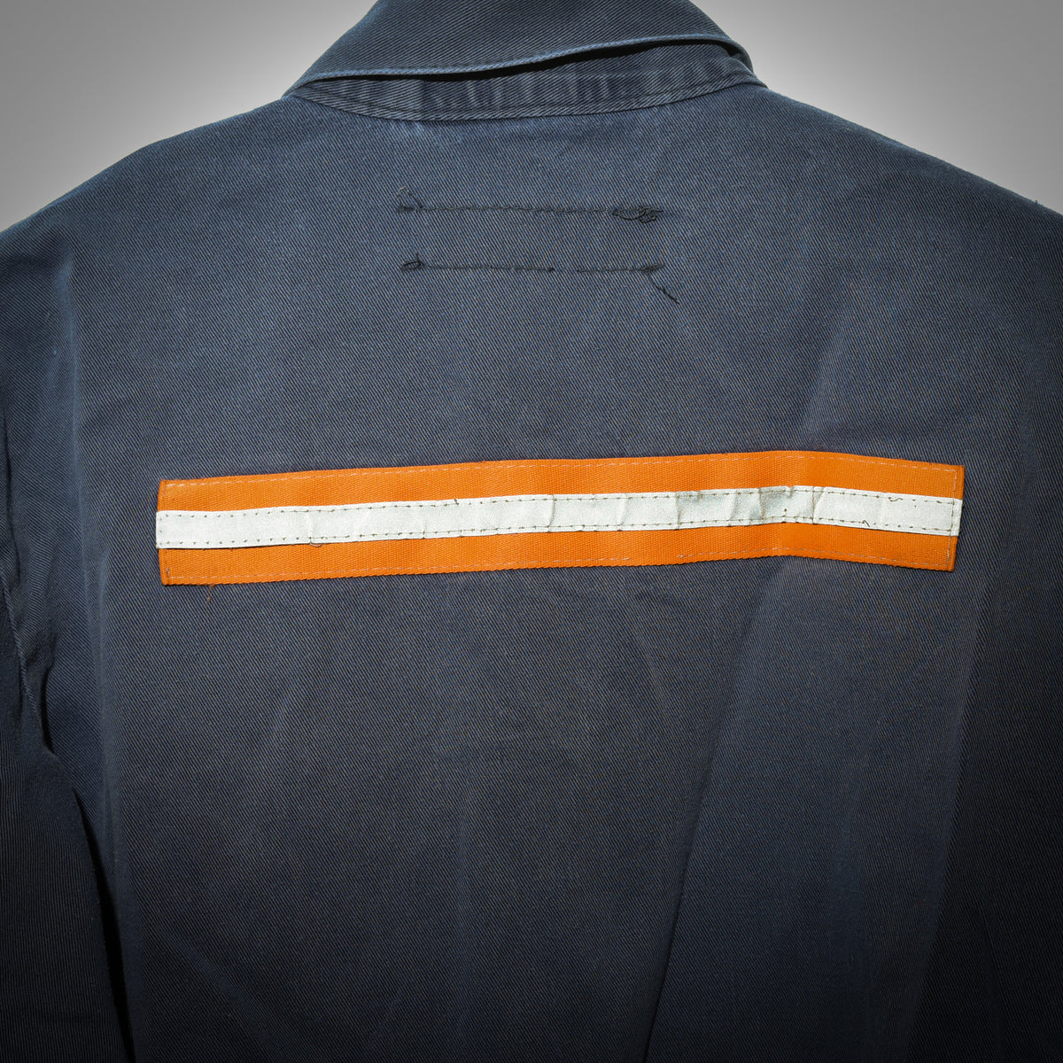 Vintage Red Kap cropped work jacket close up reflective tape detail