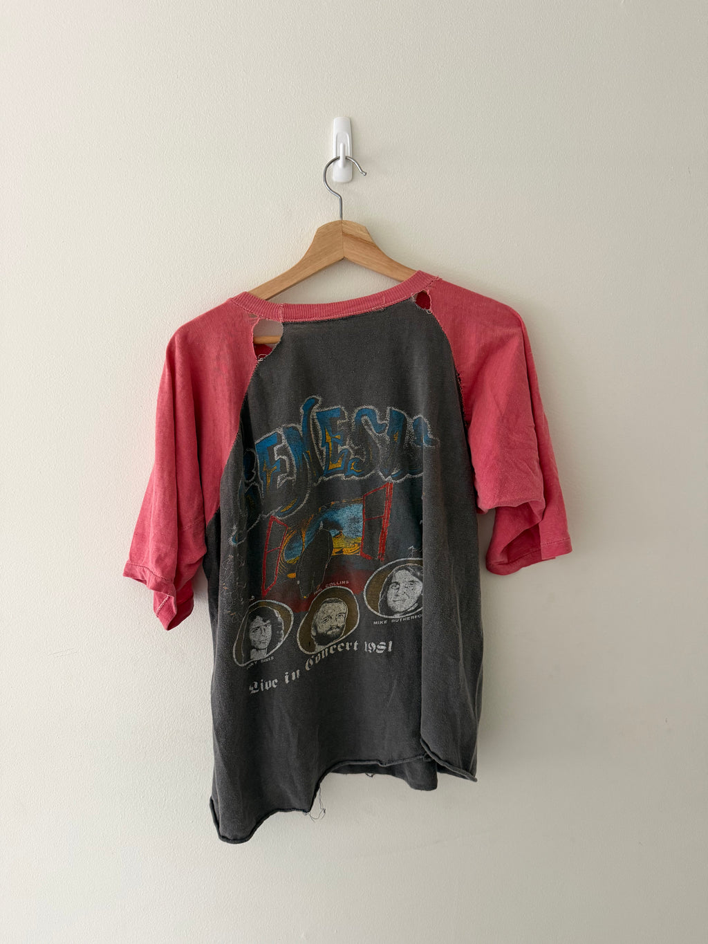 Vintage 1981 Genesis tour raglan front view showing Abacab No Revelation illustrated graphic