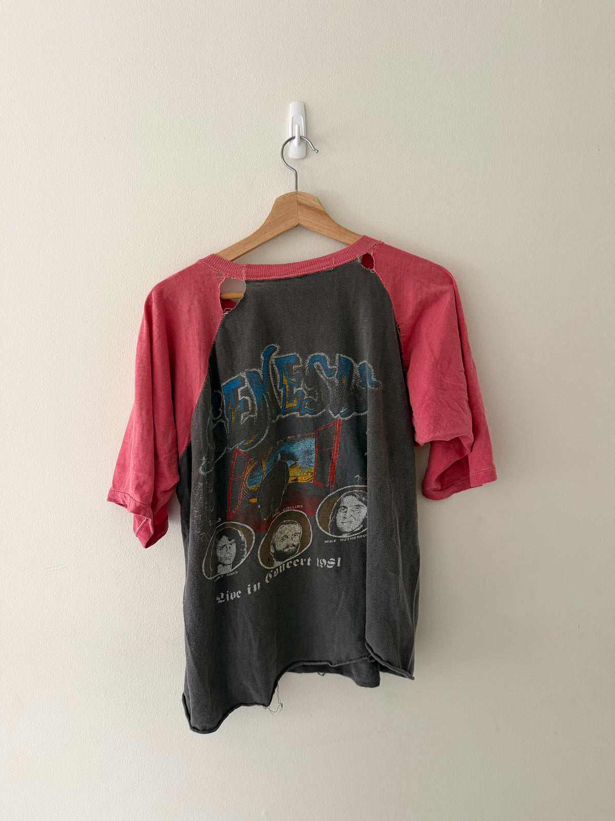 Vintage 1981 Genesis tour raglan front view showing Abacab No Revelation illustrated graphic