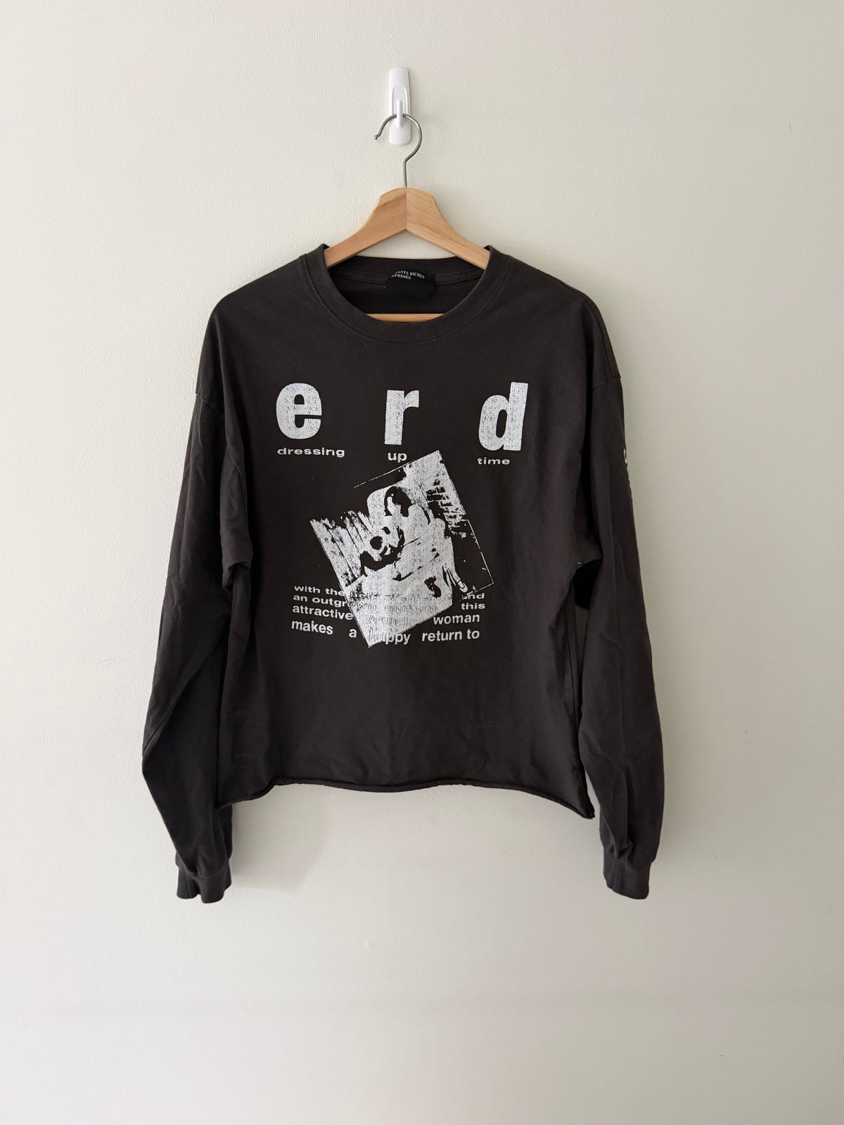 Enfants Riches Déprimés Dressing Up Time long-sleeve front view showing erd lettering and editorial photo print