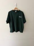 Vetements Polizei tee front view in forest green showing small POLIZEI left chest print