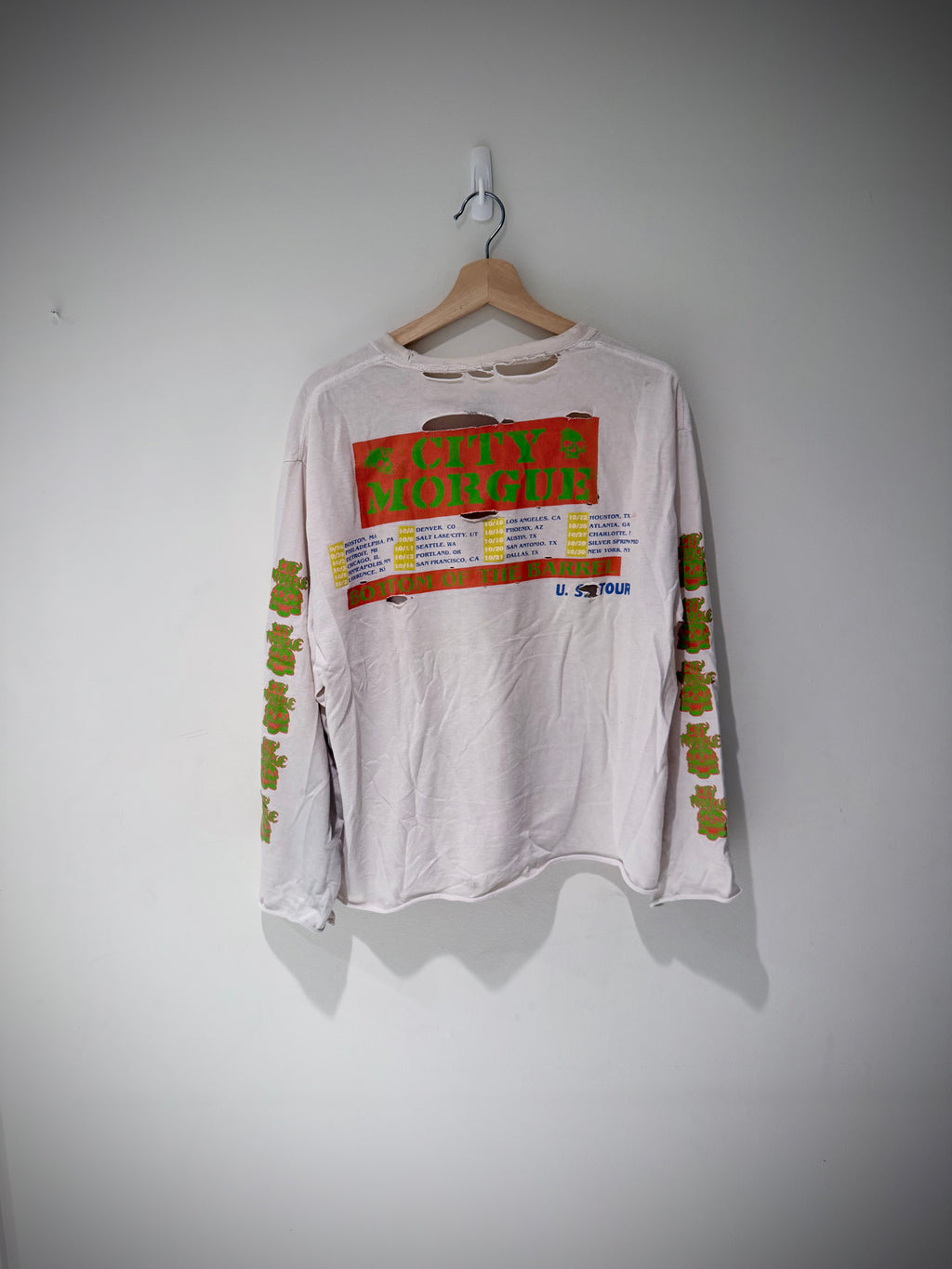Distressed City Morgue US Tour long sleeve, alternate front graphic view
