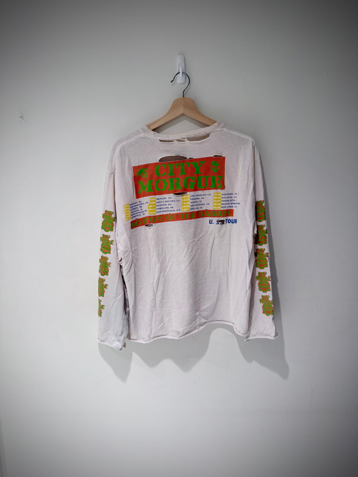 Distressed City Morgue US Tour long sleeve, alternate front graphic view