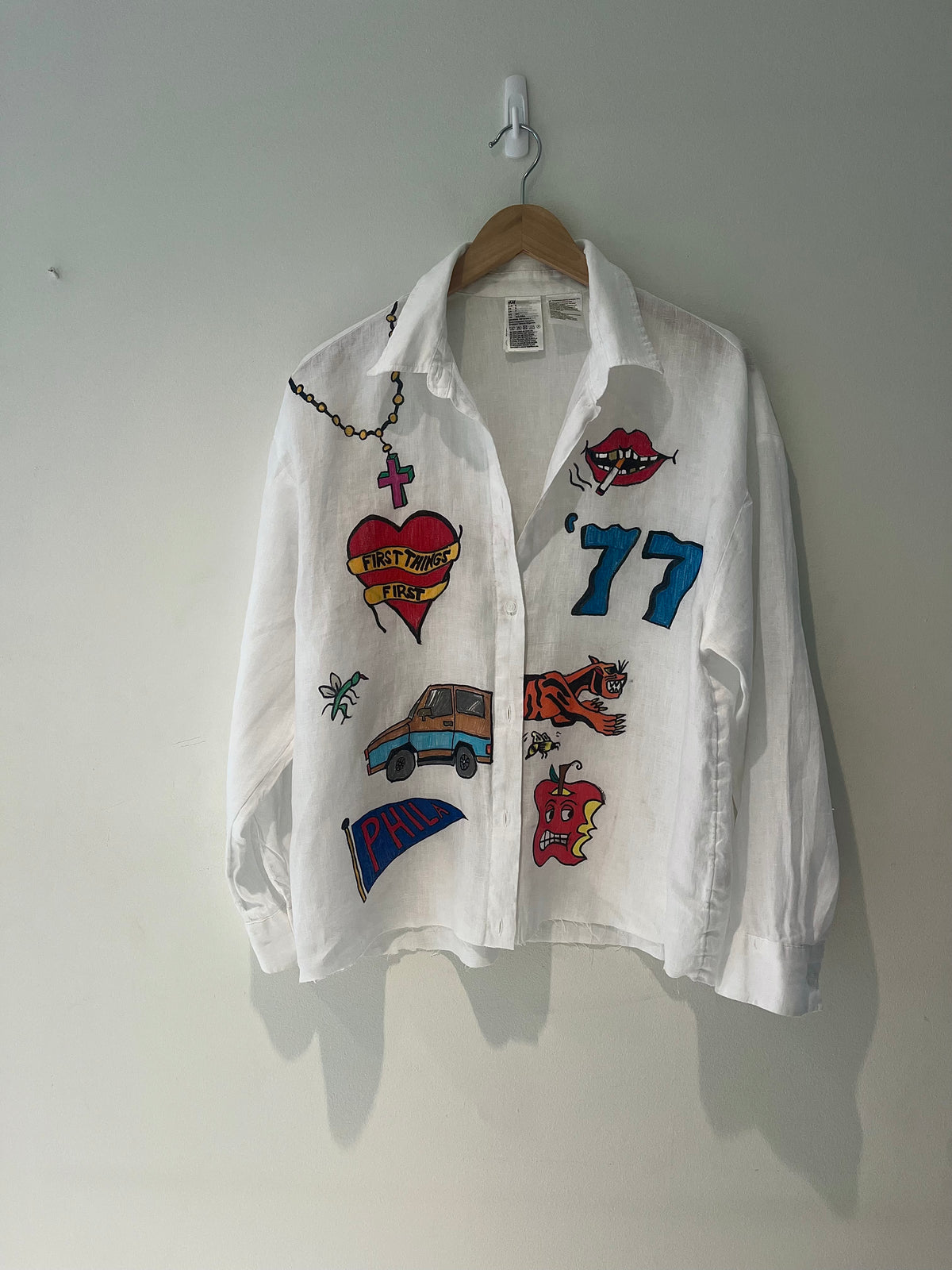 Hand drawn linen shirt - full view