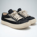 Rick Owens DRKSHDW canvas sneaker pair view showing chunky sole and cream laces