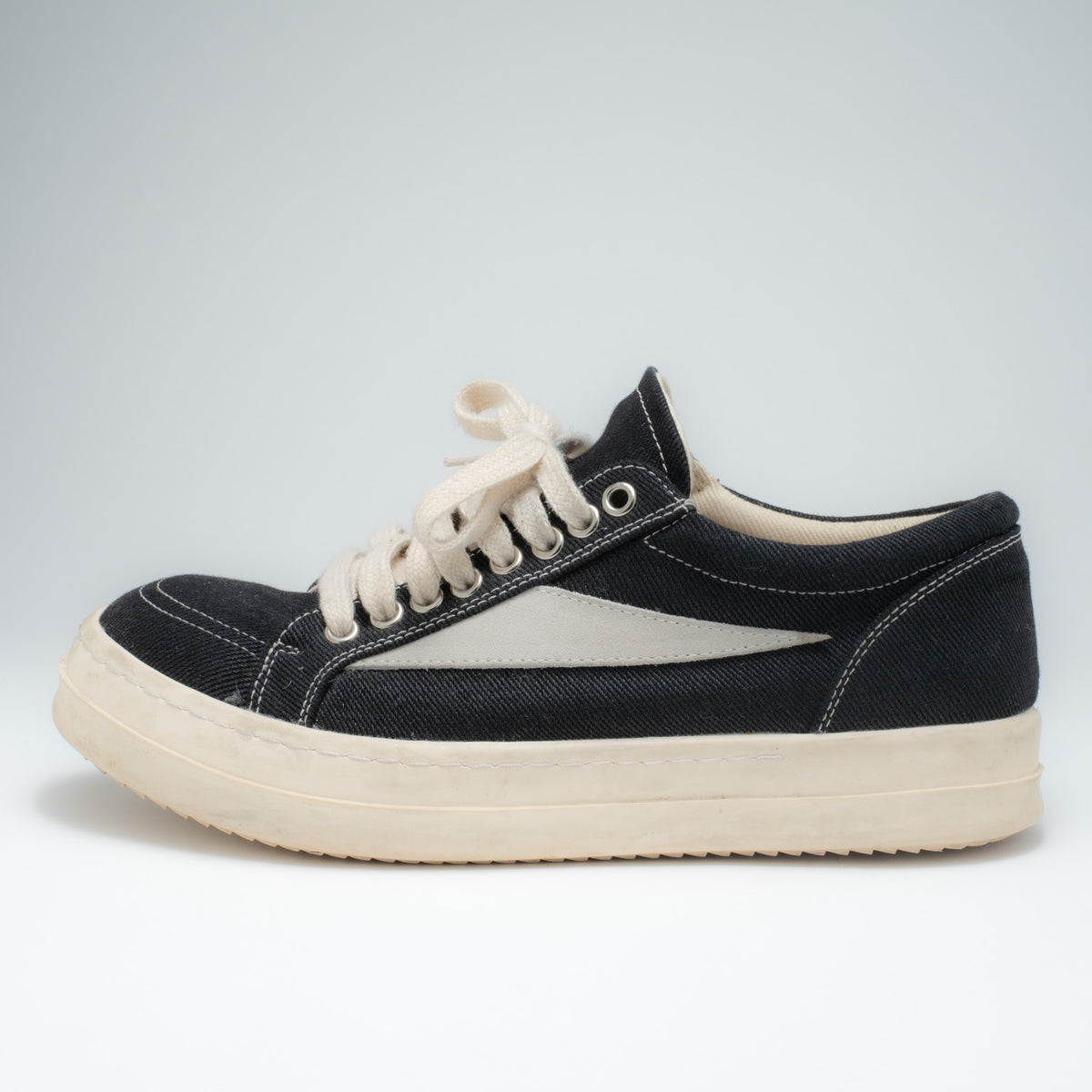 Rick Owens DRKSHDW canvas sneaker opposite side profile view